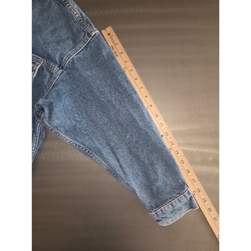 Pilcro Womens Denim Jacket Faux Leather Trim Trucker Medium Wash Workwear Small - Picture 3 of 8